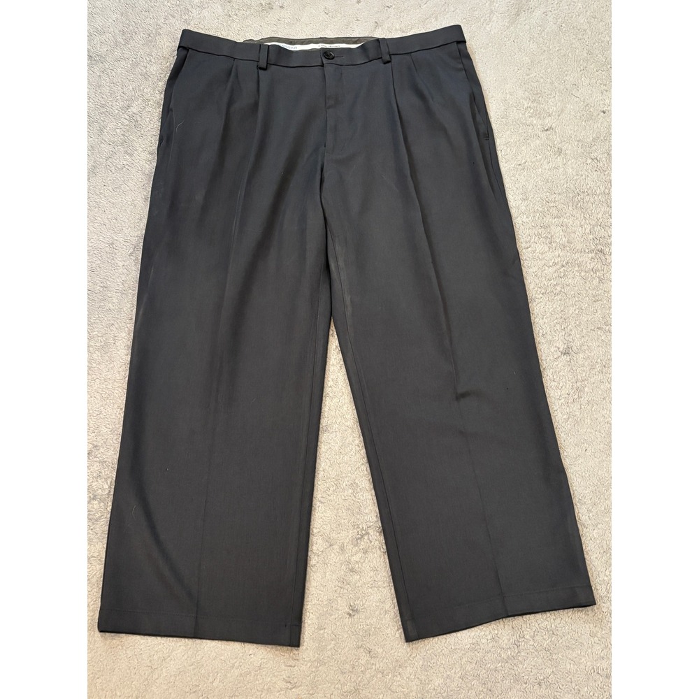 Haggar Cool 18 Pro Mens 38x32 Classic Fit Pleated Dress Pants Navy Blue